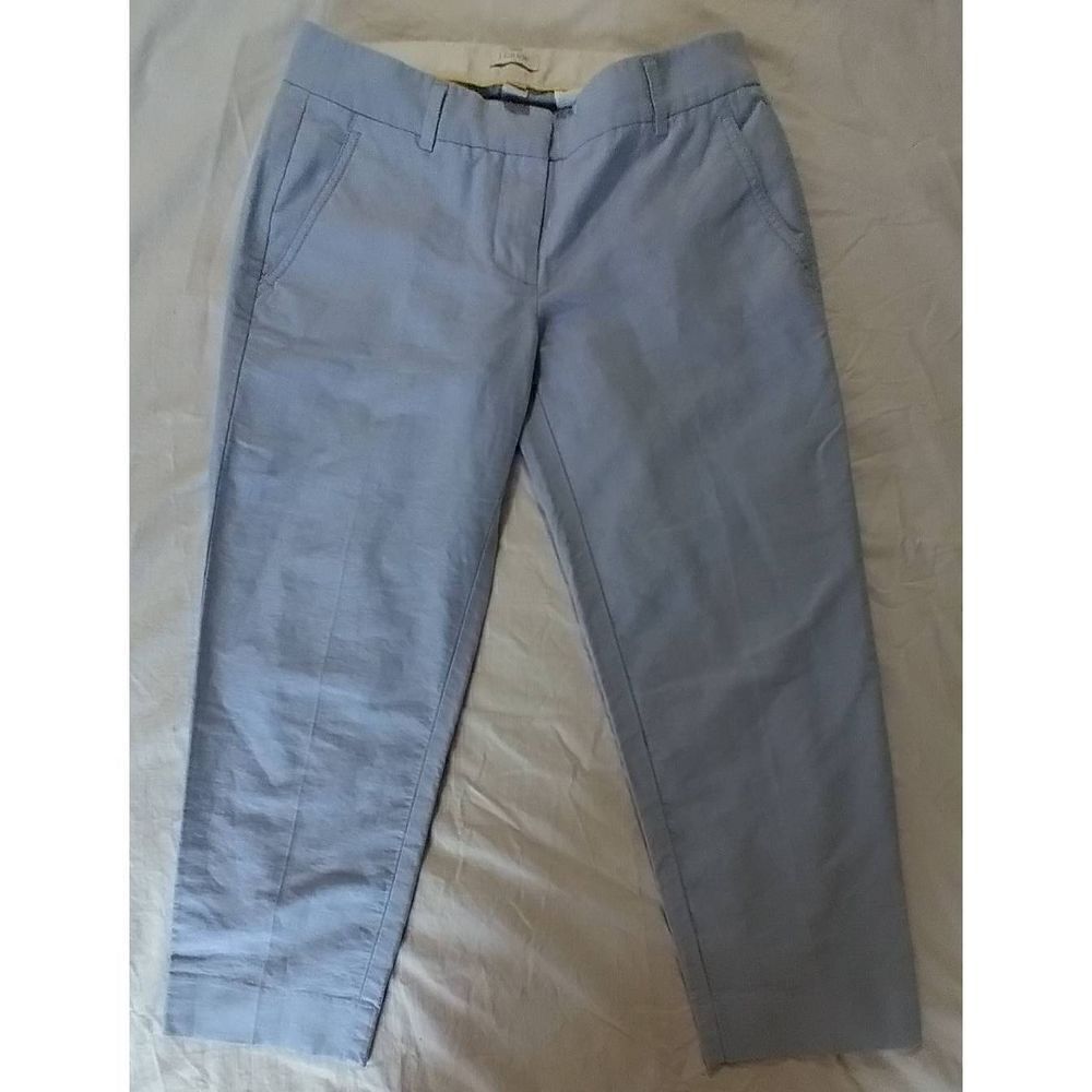J. Crew Women's Casual Cropped Pants Blue Petite Size 4 Cotton